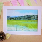 油絵原画『水田』　額縁付き