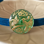 再販＊珍しいチェコビーズの帯締め＊桜に鳳凰＊緑