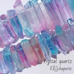 crystalquartzオーロラ加工【ピンク×ブルー】６個