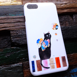  受注制作 ねこスマホケース(洒落猫-手毬)
