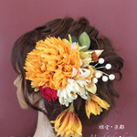 【F17KA17】イエロー・ヘッドドレス・髪飾り・成人式・卒業式・結婚式・パーディー・和婚