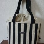 ♡taungchaung様専用ページ♡　洗える！保冷お弁当用トートバッグ　白×黒モノトーン　ランチトート