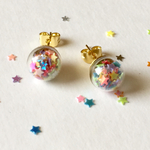 星のカラフルホログラム×ミニガラスドームピアス