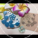 ハワイアンなモンステラとプルメリアのコーナーはんこ