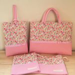 《こぶた様追加オーダー品》花柄✕ふんわりさくら色♡ボーダーリボン セット【入園・入学】