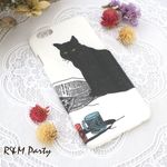 おすまし黒猫柄スマホケースiPhone8/iPhoneSE/iPhoneXR/