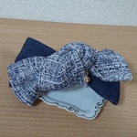【春sale】ツイードとデニムのリボンバレッタ　4/30まで