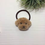 動物ポンポンヘアゴム ミニトイプードル 薄茶