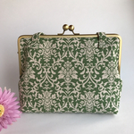  がま口御朱印帳バッグ  ダマスク柄(グリーン)