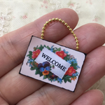 チェーン付きサインプレート ✳︎お花の中のWELCOME