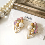 Glass opal  パール&ストーン ビジューピアス 