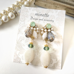 Green bijou ♡ White drop pierce