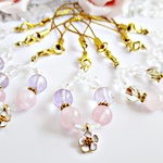 【Bさまのお品】♡春色♡ローズクォーツとお花のストラップ♡
