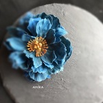 denim peony  コサージュ       ボタニカル＊入学式 夏祭り 浴衣 着物 フラワー 春 青