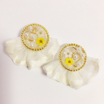 【再販】小花とオーガンジーリボンのピアス/イヤリング 