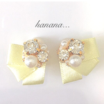 パステルリボン ビジューパールピアス