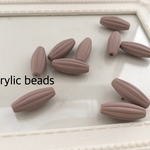 ラインオーバルアクリルビーズ10個パステルカーキ