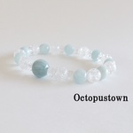 【3月の誕生石】 海の精の宝物 アクアマリンとクラック水晶のブレスレット②