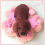 桜じゅうたん ダックス レッド☆羊毛フェルト
