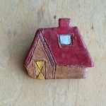 山小屋ブローチ(赤い屋根 小)