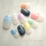 NEW！残り１set／先着５名様までゲリラ半額セール✨ 夏の風物詩③(水風船＆花火・新Ver)  ／ヨーヨー／パステル／カラフル／丸フレンチ／浴衣／和柄／夏／ネイルチップ  