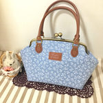 セール♪ 小花柄×ダンガリー 春 がま口バッグ