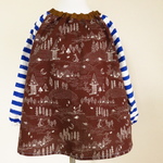 キッズスモック#387♪素朴で静かな湖畔の風景×ブルーボーダー♪長袖 男児 男の子 BOYS