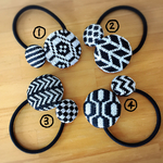 大人カワイイ♪ 【こぎん刺し】くるみボタンヘアゴム