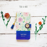✳︎iphone5/6/7 xperia✳︎ 水彩バイカラーボタニカル柄♡/アンティークflower＆タッセル付き手帳型スマホケース