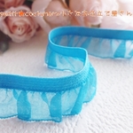 No.733-BLUE　オーガンジーのストレッチレース ２M ブルー