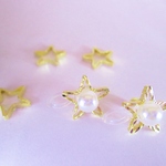 ☆スター＆パールのノンホール樹脂ピアス（イヤリング）A