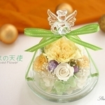プリザーブドフラワー天使ガラス5緑イエロー黄色グリーンの薔薇エンジェル結婚式ウエディング【ブリザードフラワー】バラ花カーネーション黄色プリザ誕生日プレゼント結婚祝い退職祝い卒業祝い入学祝い母の日