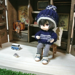 オビツろいど　メンズ4点セット　バイカラーニット&パンツ