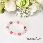 ▷送料無料*ローズクォーツ❁翡翠❁クラック水晶 ブレスレット21◁