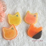 	tam*****様専用◇大きめサイズ◆ネコ顔型スライスフルーツのブローチ(レモン・オレンジ・ピングレ・オランジェット)にゃんこ