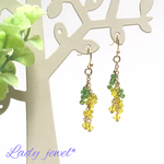 SALE☆揺れるミモザ＊ピアス/イヤリング  黄色いスワロフスキー