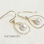 雫のコットンパールピアス＊white 