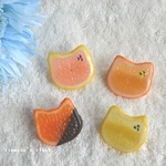 中サイズ◆猫顔スライスフルーツのブローチ(レモン・オレンジ・ピングレ・オランジェット)にゃんこ
