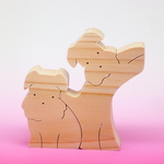 木のおもちゃ　動物組み木　仲良しシュナウザー