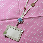 訳あり♡かわいいお花のついたパスケース&ネックストラップ♡I-26