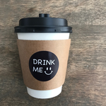 再販＊スリーブ付き/蓋付き 紙コップ（DRINK     ME/ブラック）12個入り