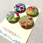 NO.7＊リバティ柄くるみボタンマグネット＊ 38mm×4個セット
