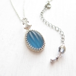 SALE！ヴィンテージマットグラス＊可憐ネックレス＊ネイビー