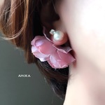 選べる gradation flower  フラワーピアス         ウェディング    フラワー  パール