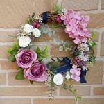 アンティークカラーの薔薇の花畑リース