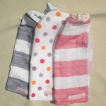 ネームタグ付　3枚セット　タオルエプロンドット柄とボーダー柄