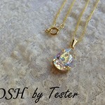 ドロップ型クリスタルホワイトパティナ(小)ネックレス