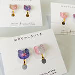 A2.カラフルくまイヤリング パープル×ピンク