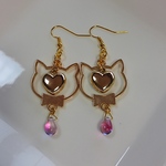 猫 in ハート ピアス