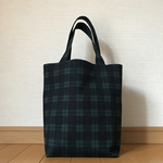縦長トートバッグ ブラックウオッチ柄小